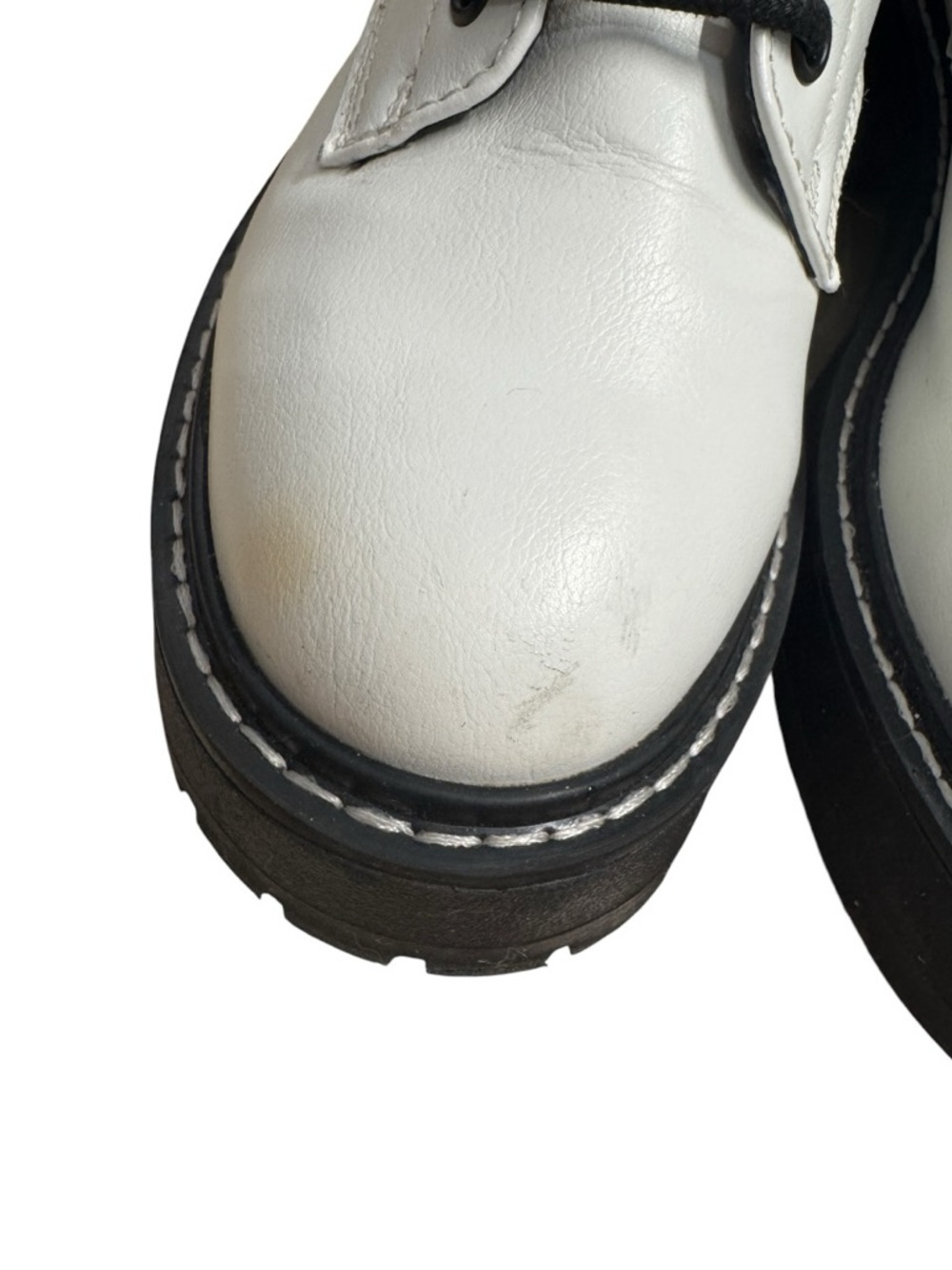 Madden Girl Carra White Lug Sole Combat Ankle Boots Womens US 6.5 Zip - Picture 9 of 10